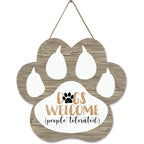 Dog Welcome Sign Wooden Plaque Hanging Paw