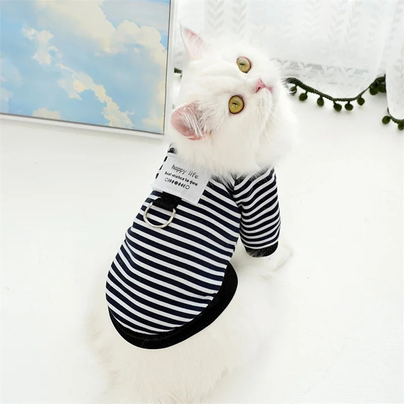 Small Dogs Striped Hoodies Autumn Winter Jacket Pet Pullover