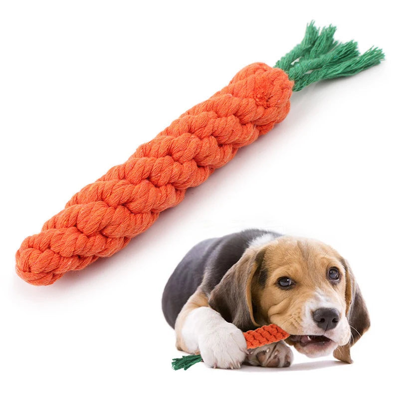 Dog Chew Toys for Small Dogs Cleaning Teeth Carrot Cotton Rope Pet Playing Toy Accessories
