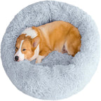 Round Pet Bed Super Soft Long Plush Winter Warm Sleeping