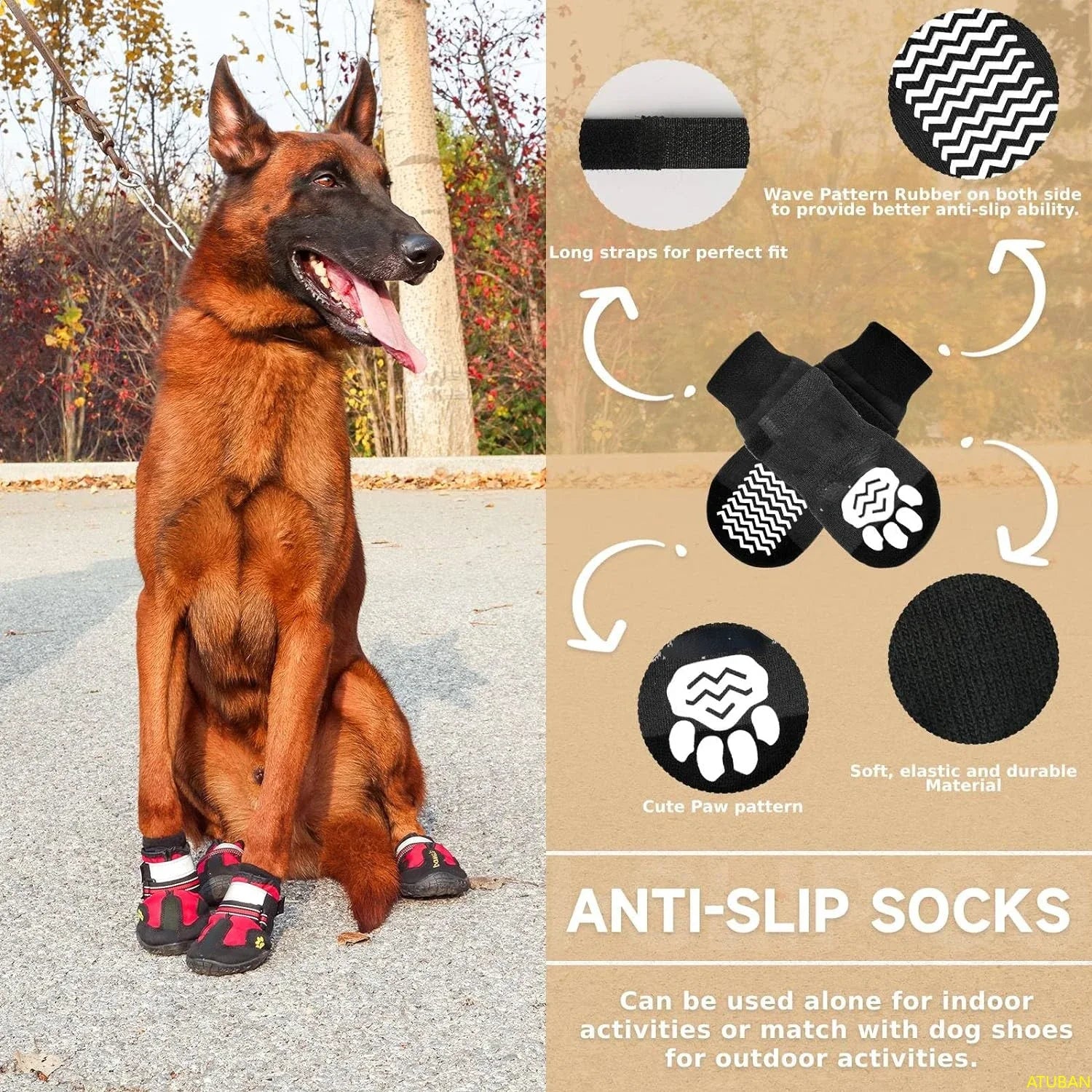 Waterproof Dog Boots Adjustable Reflective Straps