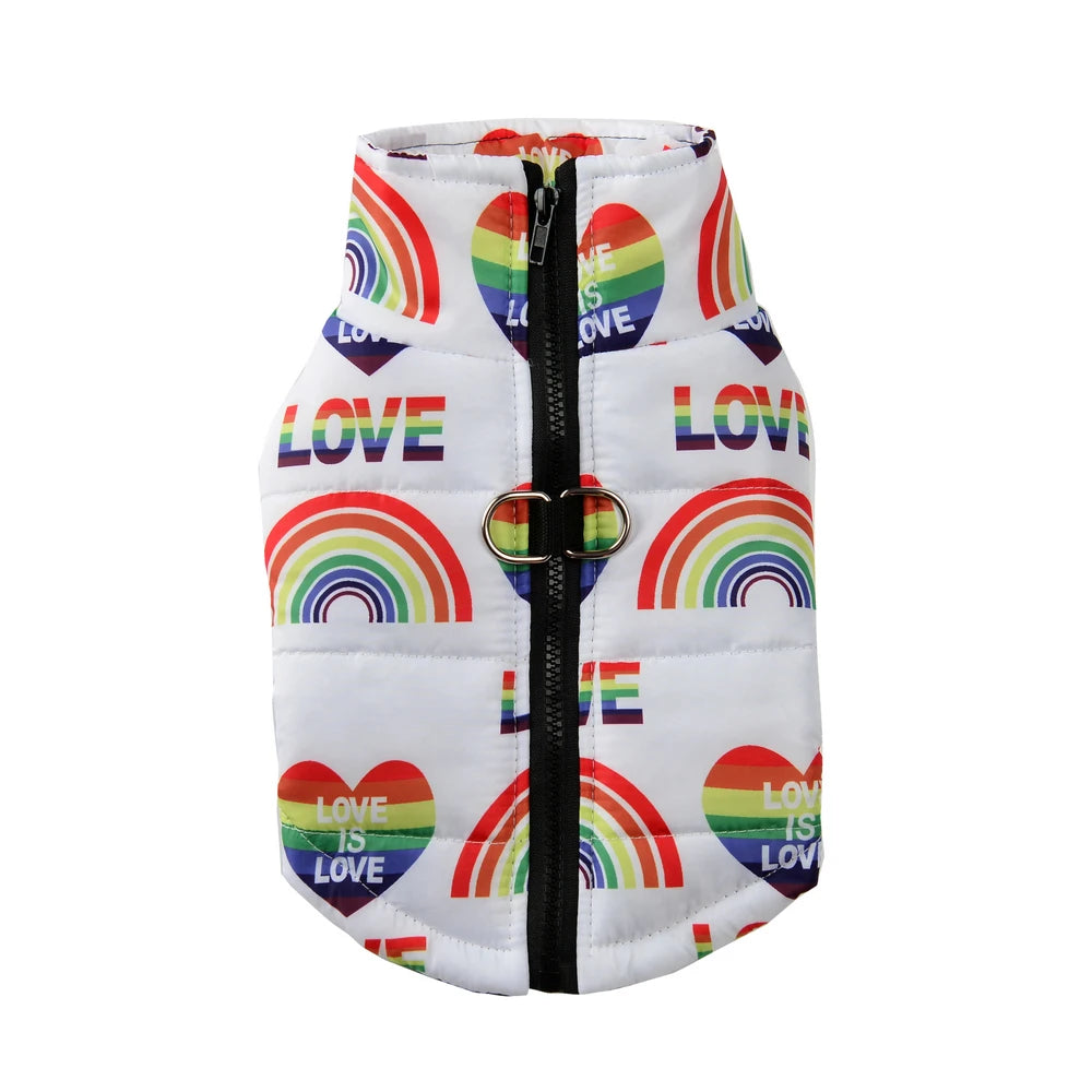 Rainbow Jacket Coat For Small Medium Dogs Winter Warm Fleece