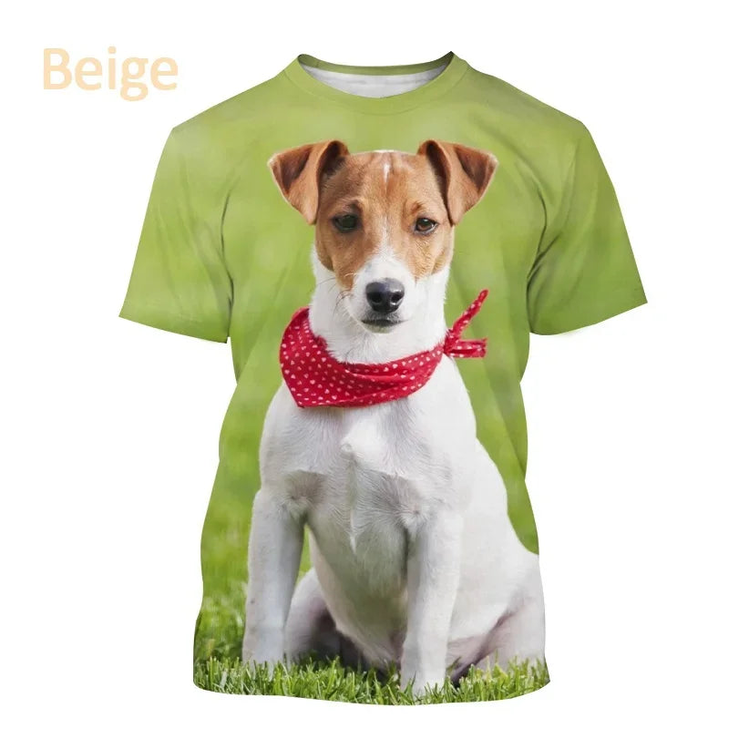 Jack Russell Terrier Dog 3D Printed T-shirt Cute Dog Print Unisex Casual Top Tees