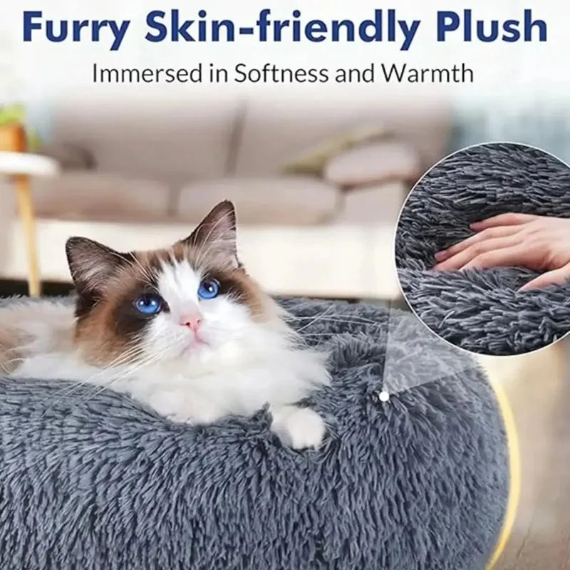 40-90cm Round Pet Bed Super Soft Plush Winter Warm Sleeping