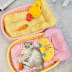 Cute Lace-Trimmed Princess Bed For Winter - Soft Polyester Plush Oval for Small Dogs
