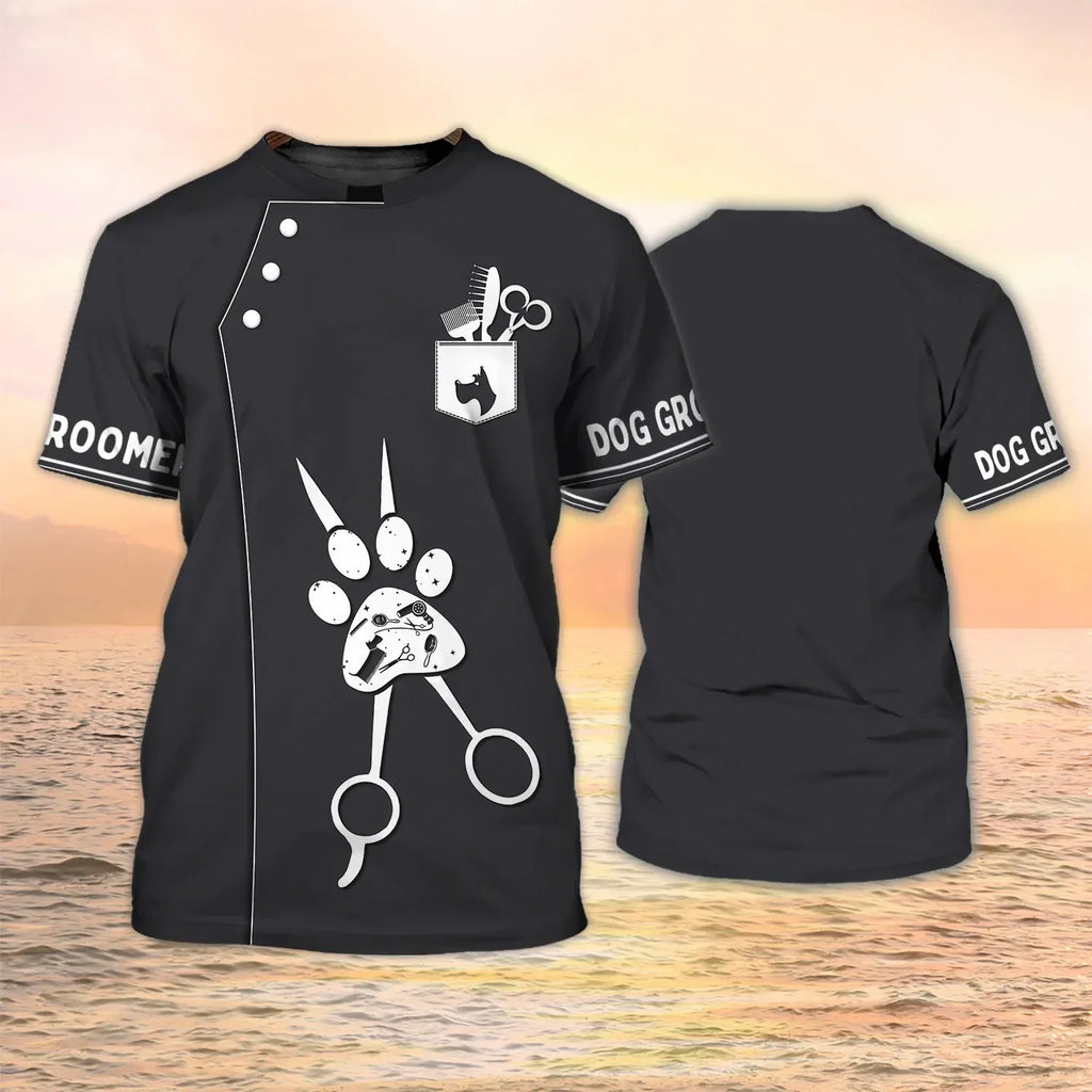 Pet Groomer Printed T-shirt Dog Unisex Summer Casual Fashion Designer Clothes
