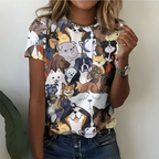 Fun And Cute Dog Pattern Women's T-shirt Fashionable Casual Comfortable Short Sleeve