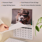 2026 Wall Calendar, 12 Months Cute Cat & Dog Pet Calendar 8.2 x 11.7 inch, from Jan 2026 - Dec 2026