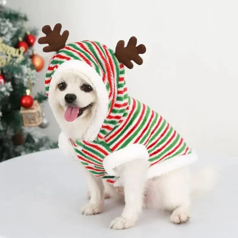 Elk Santa Claus Small Dog Hoodies Christmas
