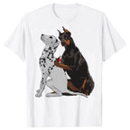Funny Cute Doberman Tattooing Dalmatian Dog T Shirts Short Sleeve