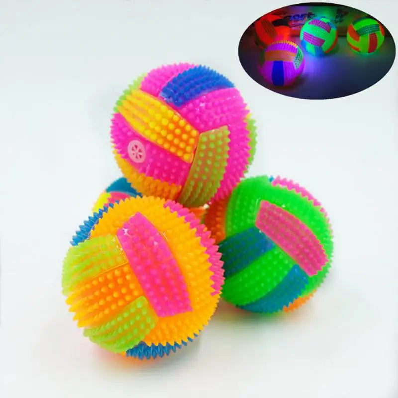 Glowing Led Bouncy Chew Dog Ball Toy Color Light Interactive Toys for Small Dogs
