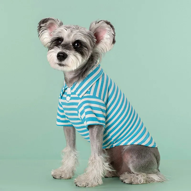 Polo Shirts Summer Striped Cotton Puppy Pullover