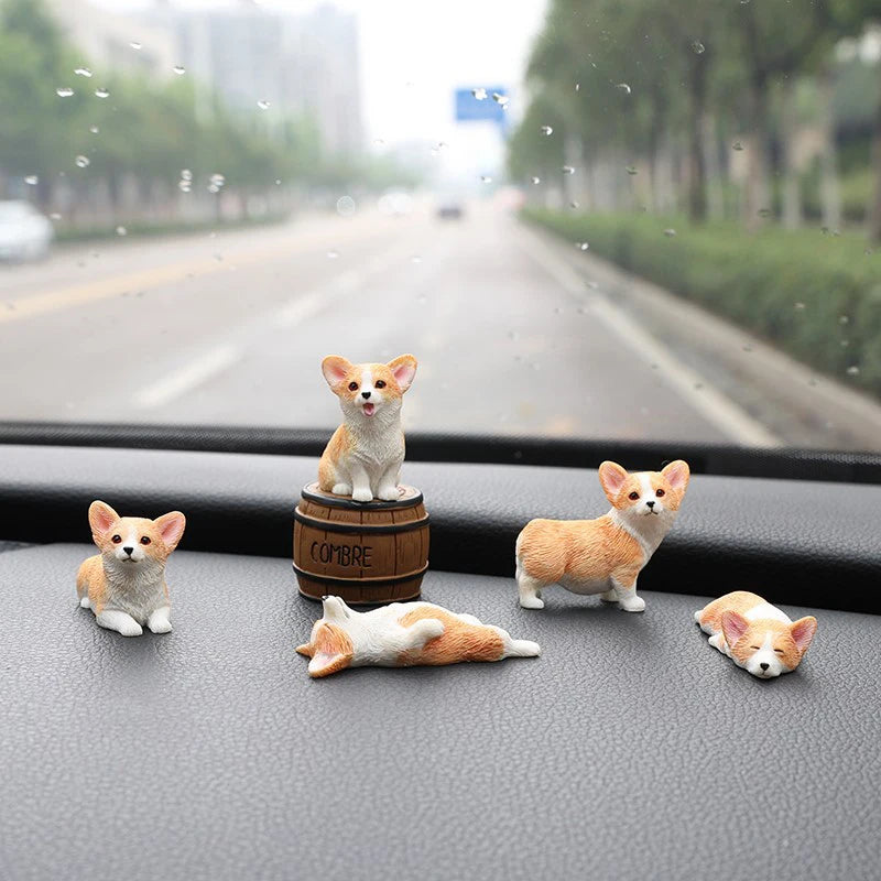 Cute Simulation Corgi Dog Car Dashboard Decoration Resin Figurine
