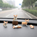 Cute Simulation Corgi Dog Car Dashboard Decoration Resin Figurine