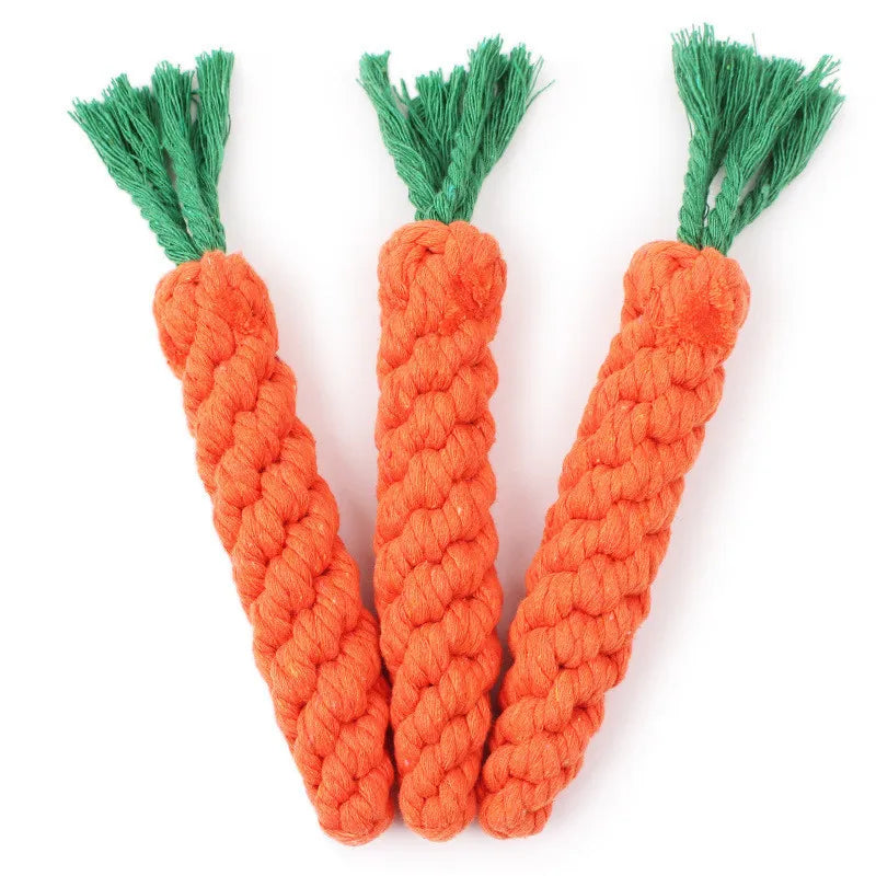 Dog Chew Toys for Small Dogs Cleaning Teeth Carrot Cotton Rope Pet Playing Toy Accessories