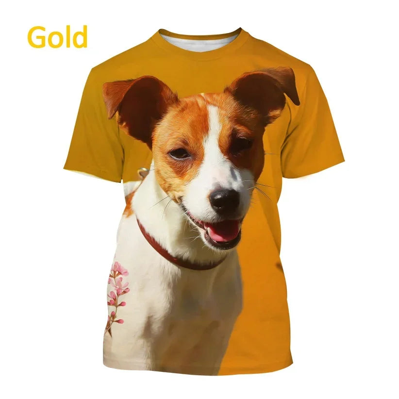 Jack Russell Terrier Dog 3D Printed T-shirt Cute Dog Print Unisex Casual Top Tees