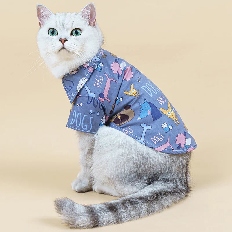 Summer Cartoon Print T Shirt for small Dogs Thin Breathable