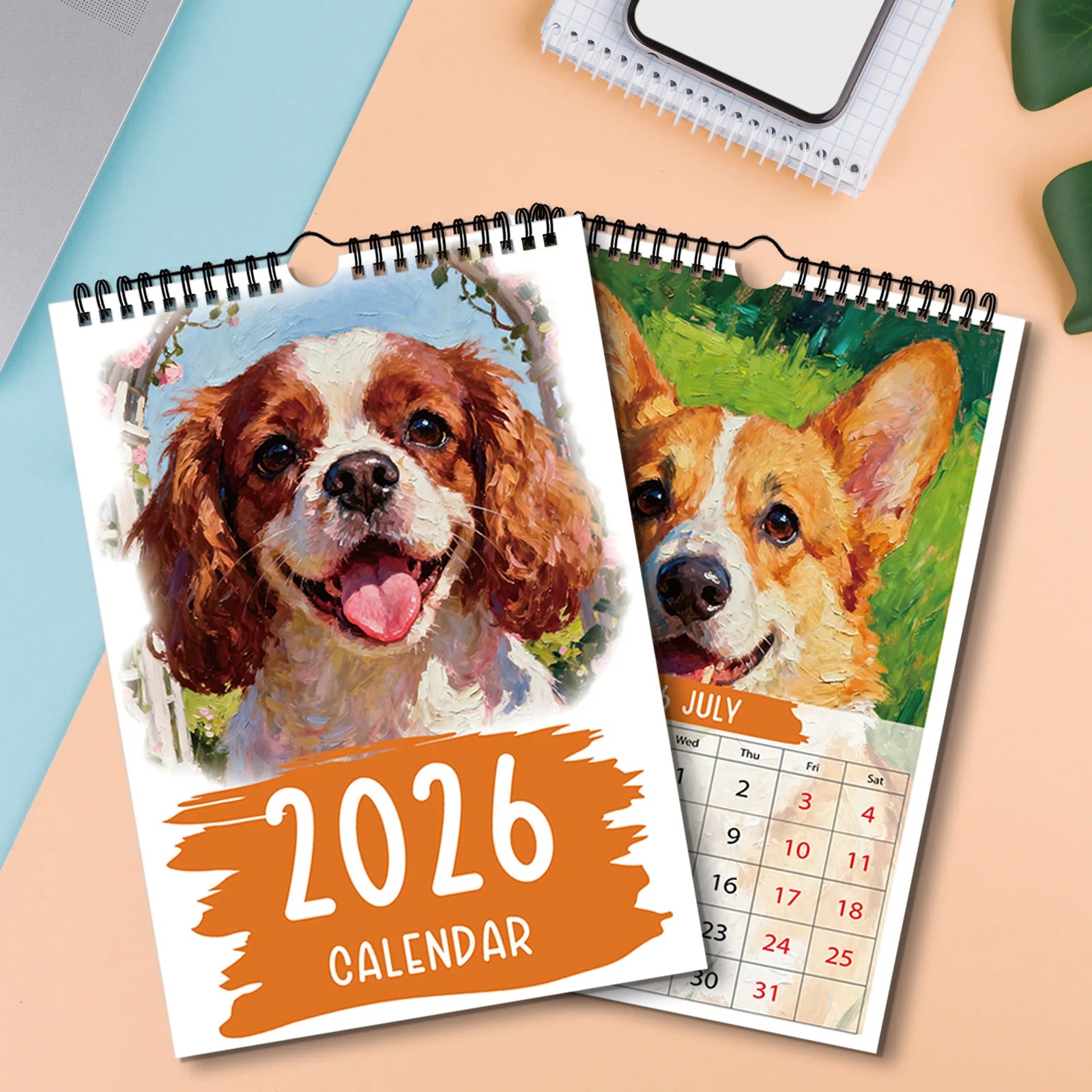 1PC 2026 Funny Wall Calendar With Monthly Cute Dog, Perfect For Home Or Office