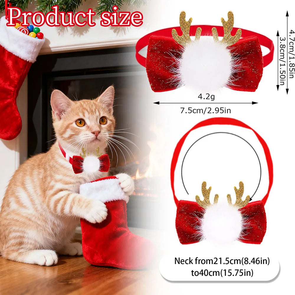 30PCS Fashion Bowties For Christmas Antlers Small Dog