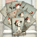 20pcs Retro Cute Dog Christmas Postcards Classic Illustration