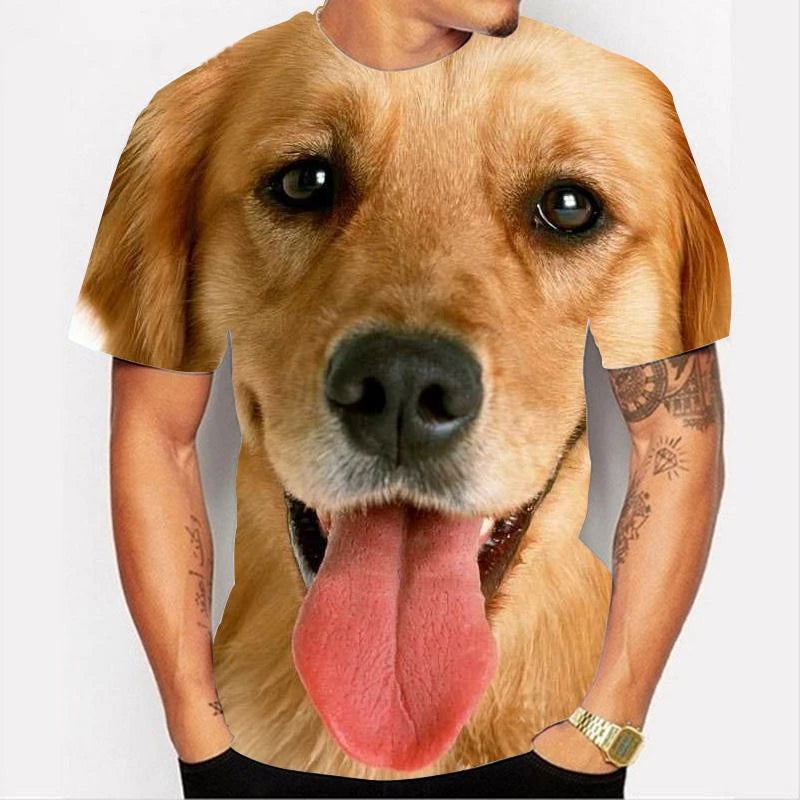 Cute Dog Face Graphics T Shirts Fashion Short Sleeve Funny 3D Animals Printed