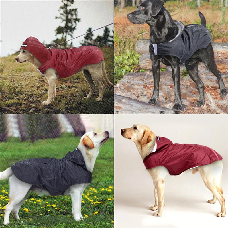 Raincoat Waterproof Hoodie Jacket Rain Pet Rainwear with Reflective Stripe