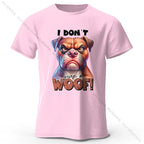 Funny Cartoon Dog Doodle Print 100% Cotton T-Shirt, Ultra Soft Round Neck Short Sleeve