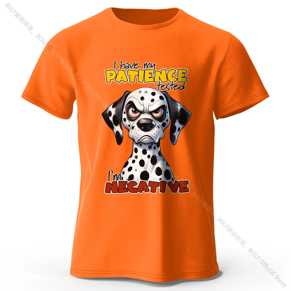 Cartoon Dog Portrait Print 100% Cotton T-Shirt, Soft Fabric Round Neck Short Sleeve Tee