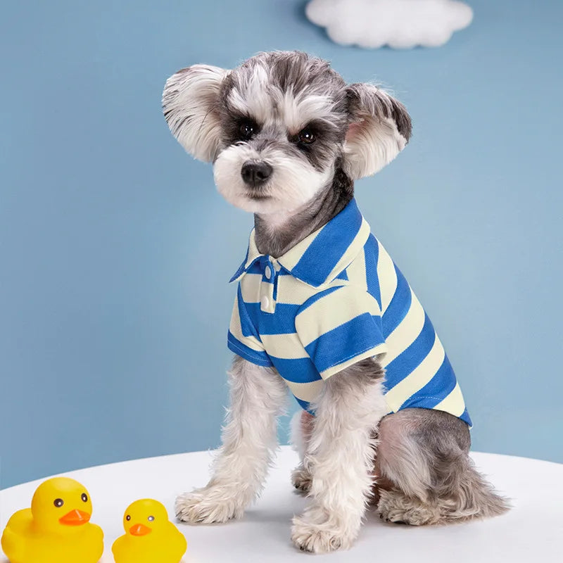Polo Shirts Summer Striped Cotton Puppy Pullover