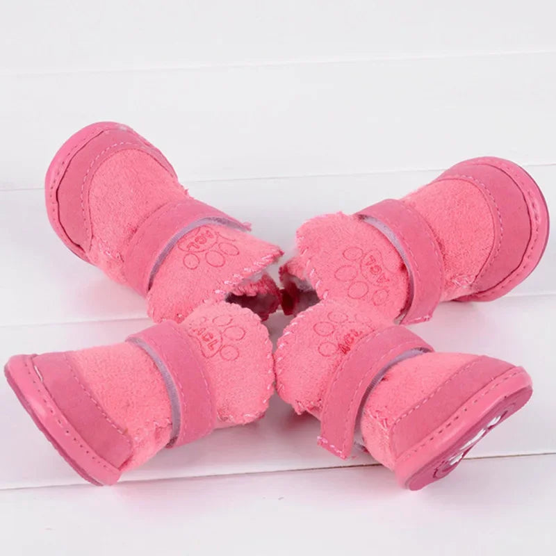 4pcs/set Dog Shoes Winter Warm Anti-slip for Small Medium Dogs Footwear