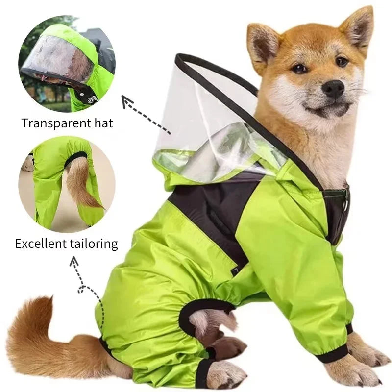 Small Raincoat "The Dog Face" Pet Clothes Jumpsuit Jacket Water Resistant for Small Dogs