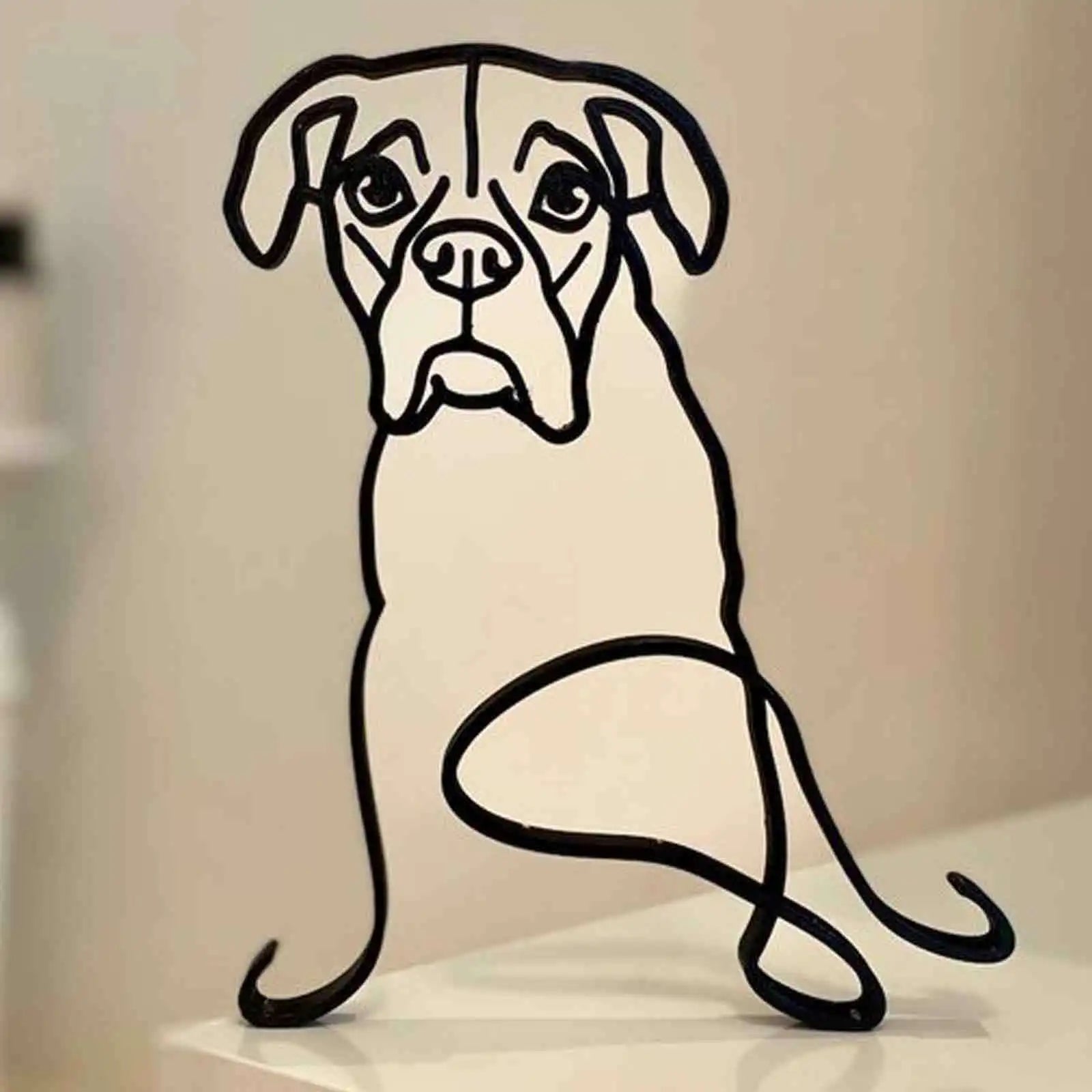 Art Sculpture Metal Dog Abstract Wall Figurines for Office Desktop Home