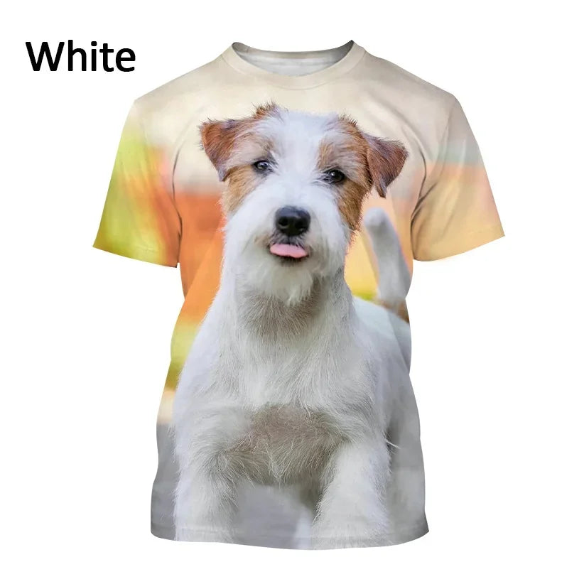 Jack Russell Terrier Dog 3D Printed T-shirt Cute Dog Print Unisex Casual Top Tees