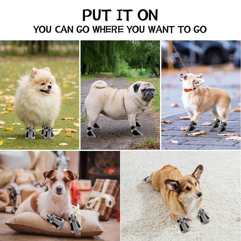 Dog Shoes Non-Slip Soles Thick Plush Protection Paw Climbing Pet Booties
