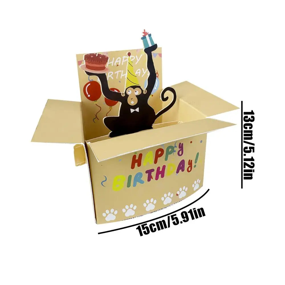 3D Popup Happy Birthday Card Dog or Monkey