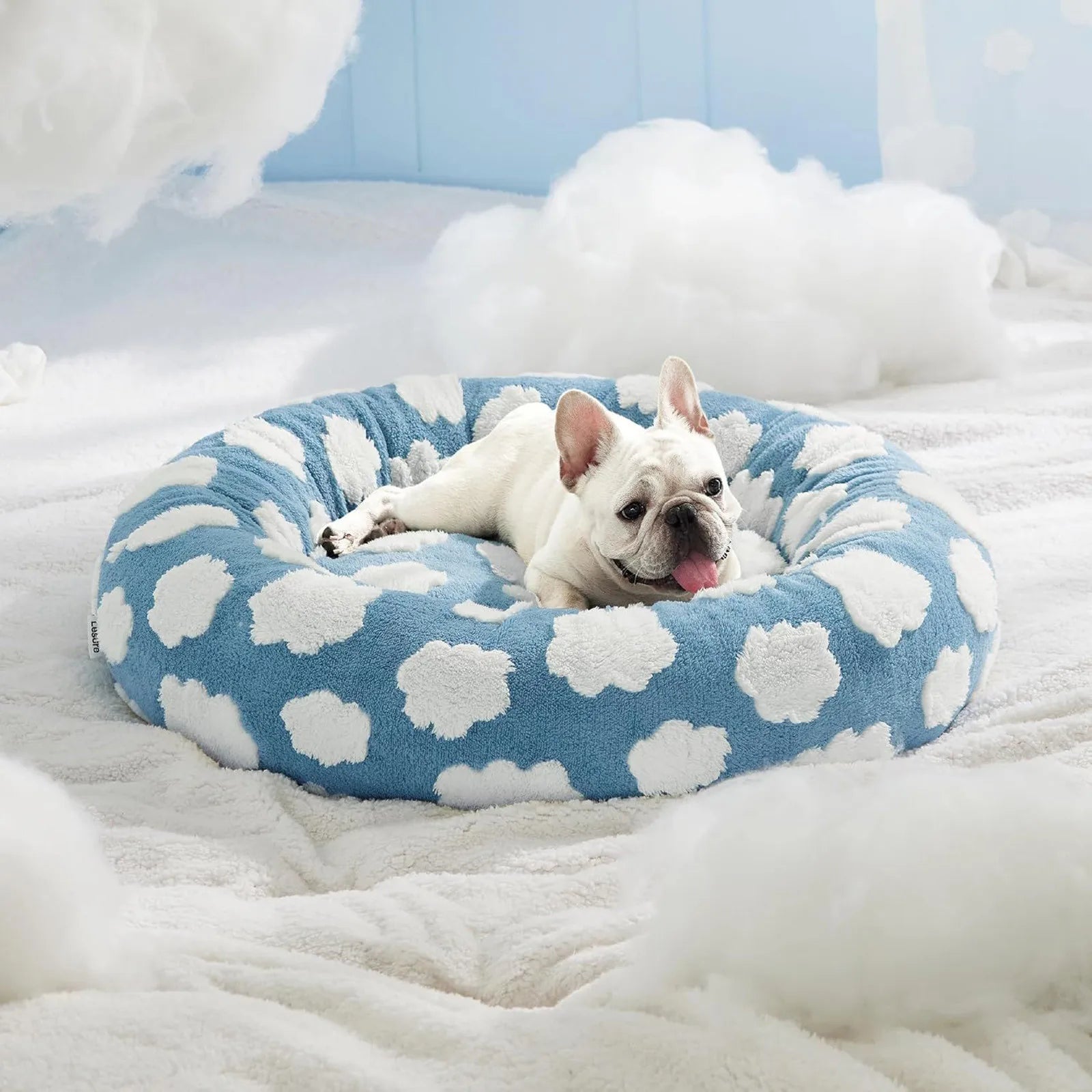 Sky Clouds Small Cute Dog Bed Washable Cozy Orthopedic Pet Sofa Slip Bottom