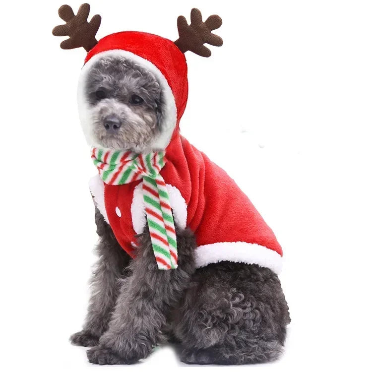 Elk Santa Claus Small Dog Hoodies Christmas