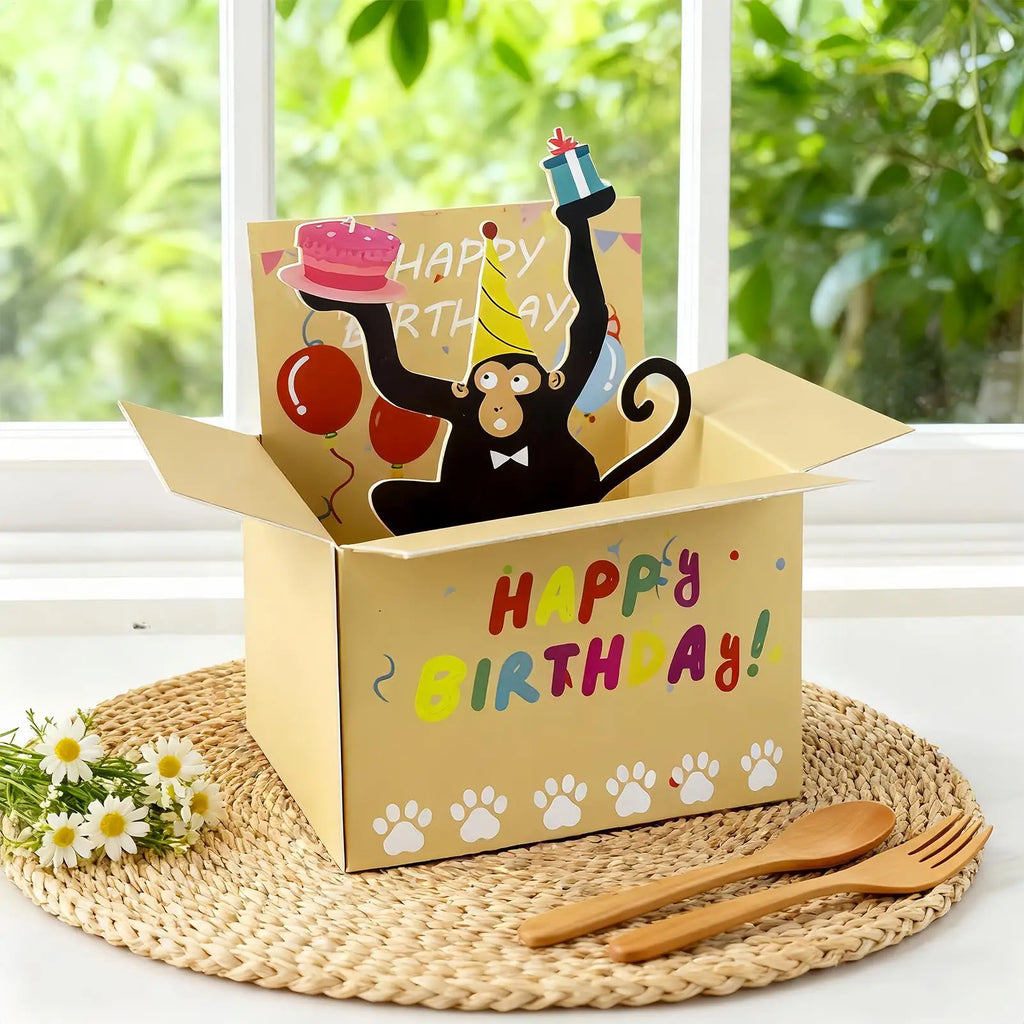 3D Popup Happy Birthday Card Dog or Monkey