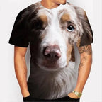 Cute Dog Face Graphics T Shirts Fashion Short Sleeve Funny 3D Animals Printed