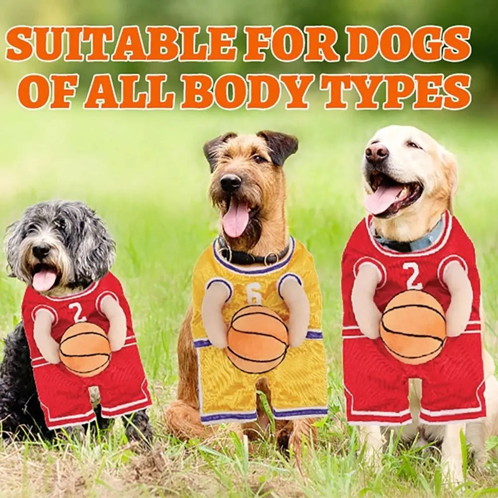 Cute Dog Basketball Costume Holding Ball S/M/L Pet Breathable Sweatshirt