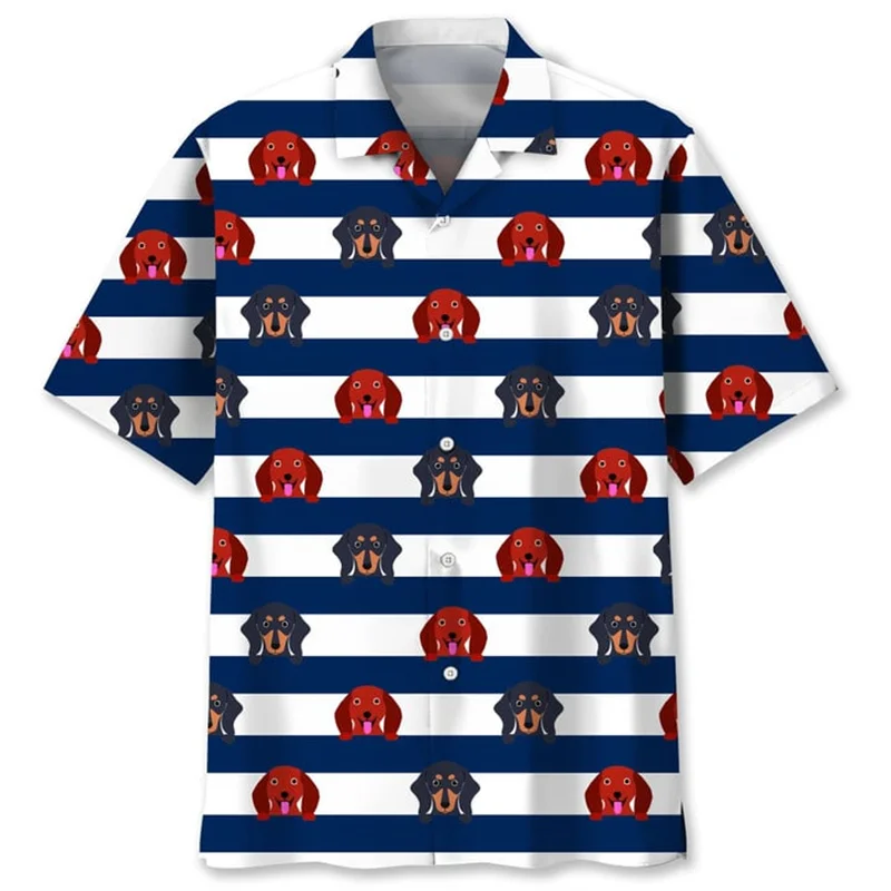 Cartoon Dachshund Dog 3d Printed Shirt Animal Pets Graphics Short Sleeves