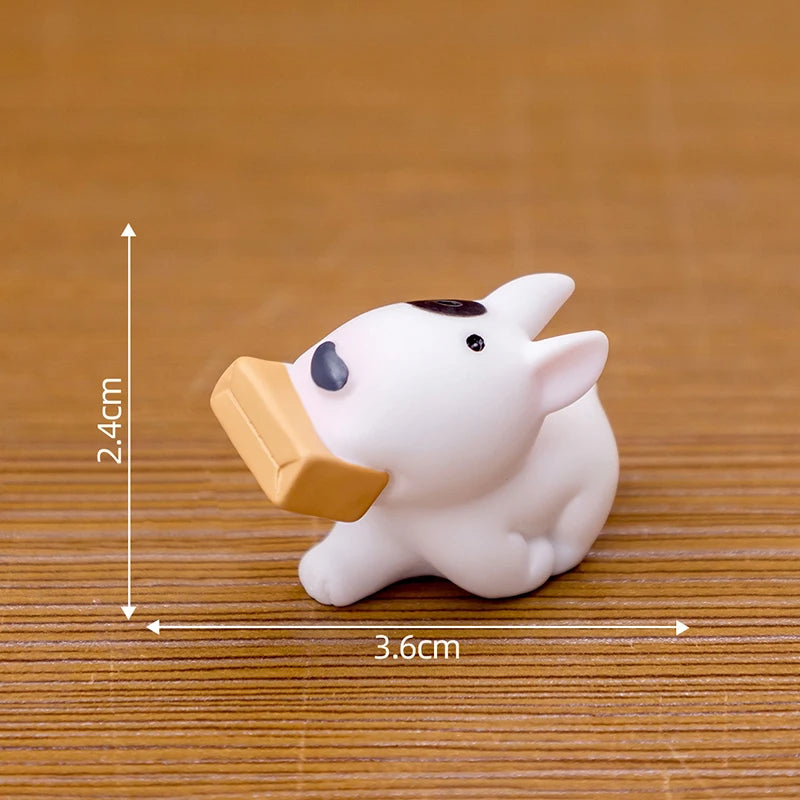 Cute Mini Bullhead Terrier Dog Figurines Micro Landscape﻿ Car Dashboard Home Desktop