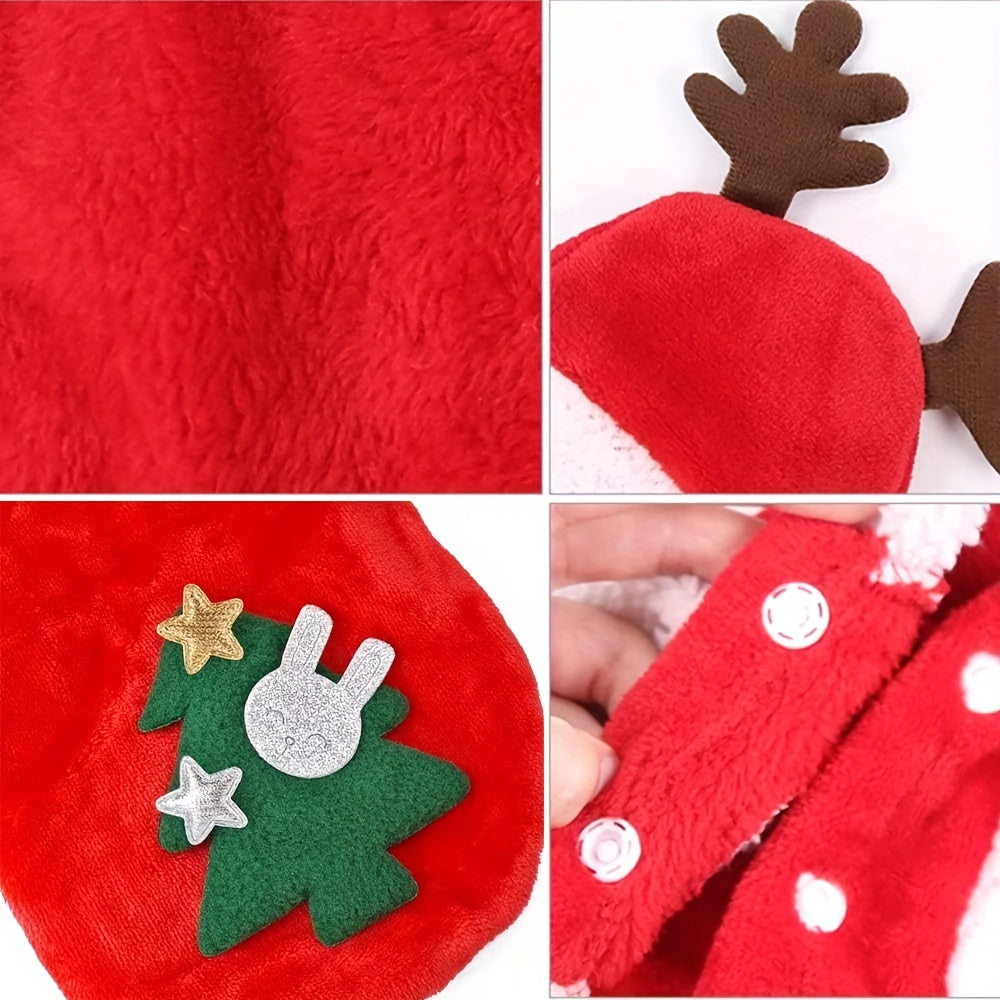 Small Medium Festive Christmas Costumes - Santa Claus Dog Suit with Hoodie