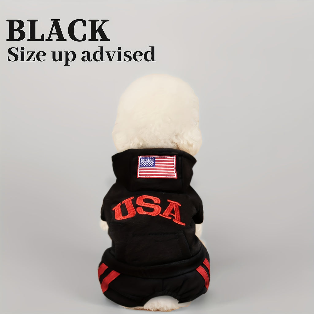 Small Med USA Winter dog hoodies with pockets, warm & soft