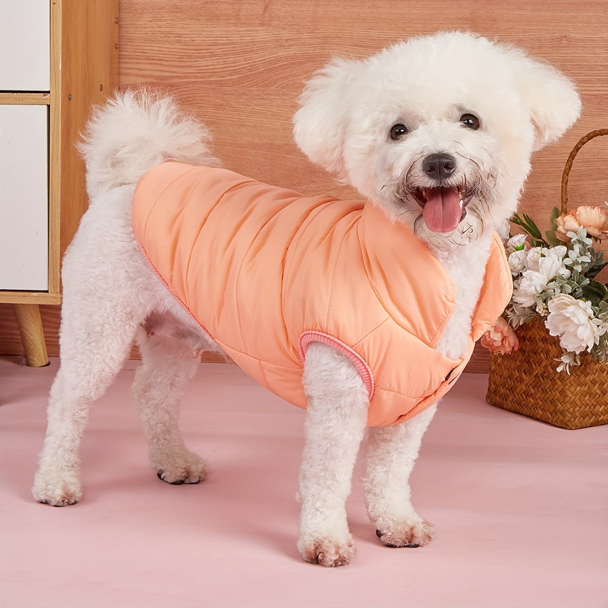 Small Med Solid Color Winter Warm Thickened Padded Pet Jacket Soft Comfortable