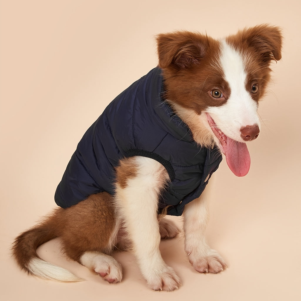 Small Med Solid Color Winter Warm Thickened Padded Pet Jacket Soft Comfortable