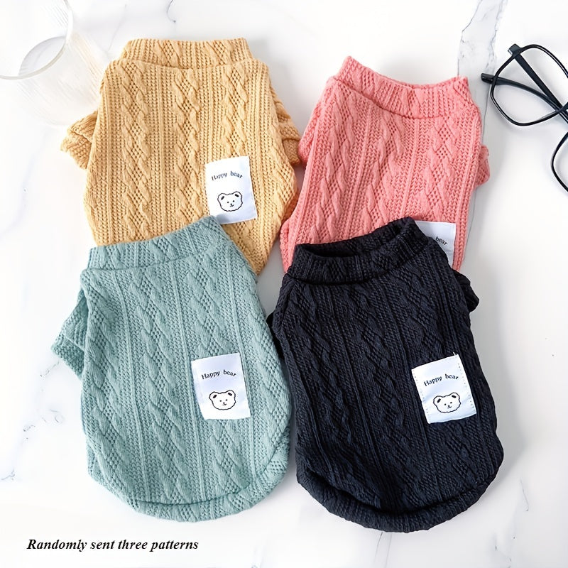 4pcs Cozy Dog Knit Sweaters - Soft Warm Pullover for Small & Medium Dogs (Red/Yellow/Green/Black), Dog Sweaters, Stylish Petwear, Knit Texture