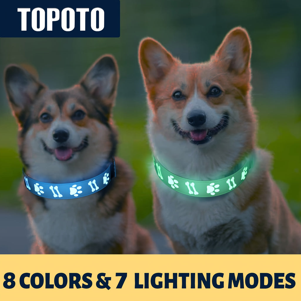 LED Light Up Collar Adjustable USB Rechargeable Bright Safety Glowing Light 3D Pattern