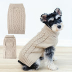 Small Puppy Turtleneck, Doggie Cable Knit Sweater Khaki Color