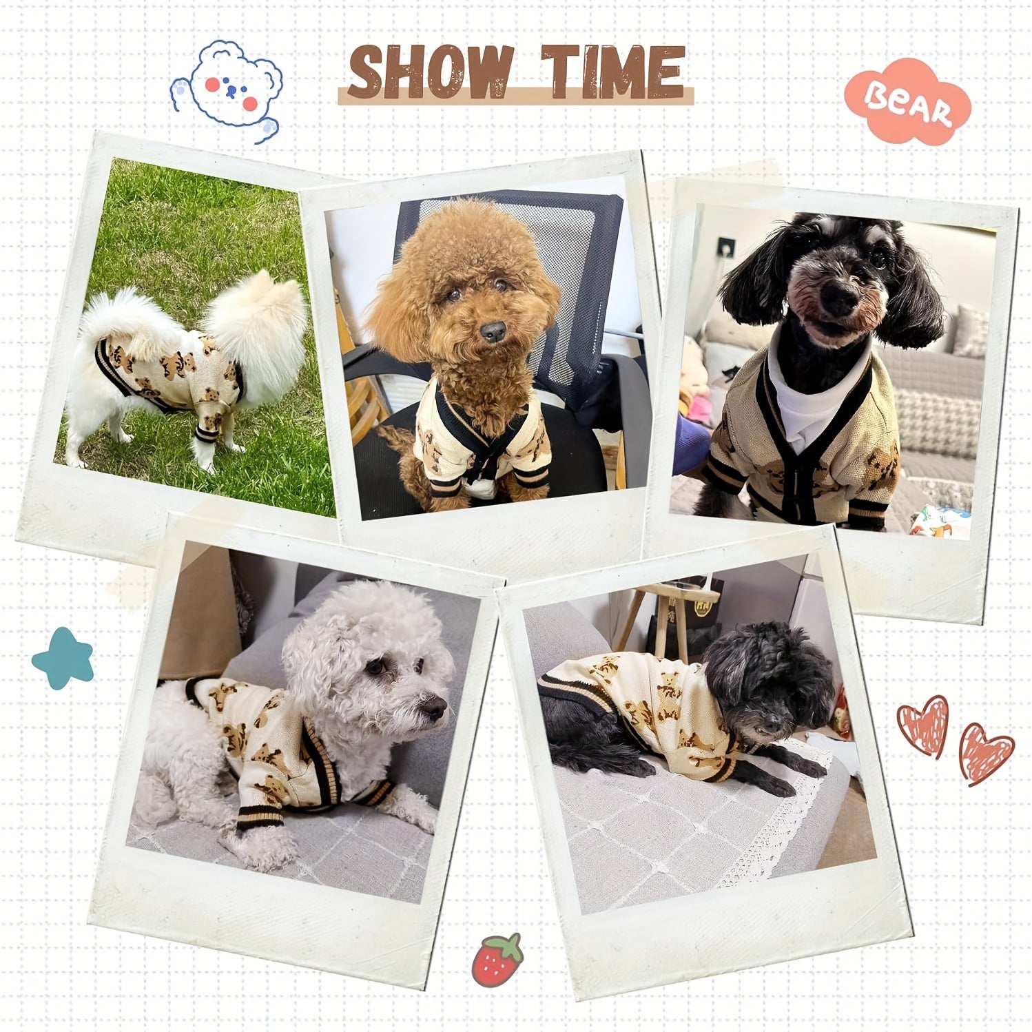 Adorable Cartoon Dog Sweaters - Soft, Warm, and Cozy Knitwear for Small Dogs